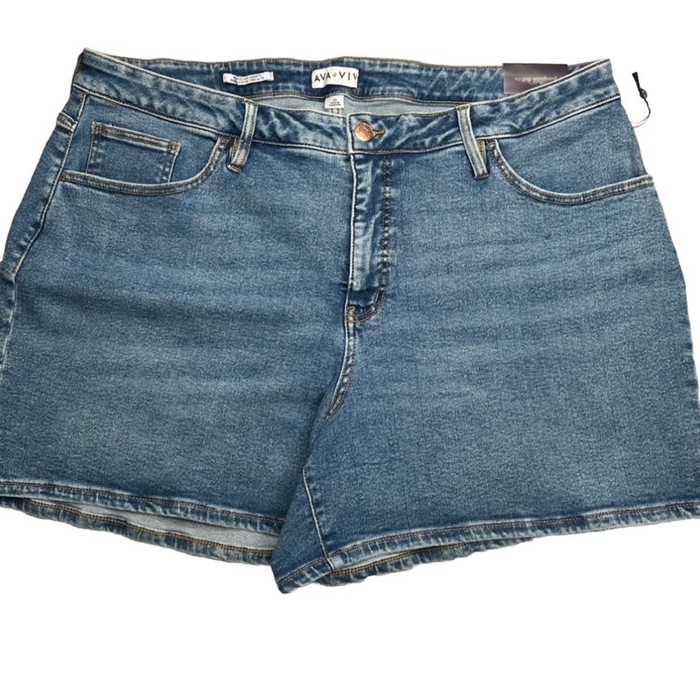 Women's High Rise Slim Fit midi Jean Shorts 5” Inseam Ava & Viv Plus Sizes
